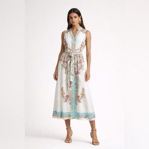 Ciebon Aloia soft tencel midi dress in pastel watercolor paisley print. XS